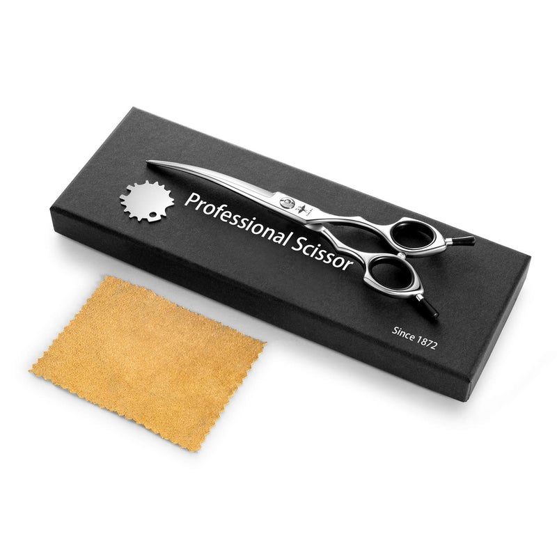 PURPLEBIRD 6.5 Inch Downward Curved Dog Grooming Scissors Pet Cutting Shears Professional Safety Blunt Tip Trimming Shearing for Dog Cat Face Paw Limb Japanese Stainless Steel Silver - Image 5